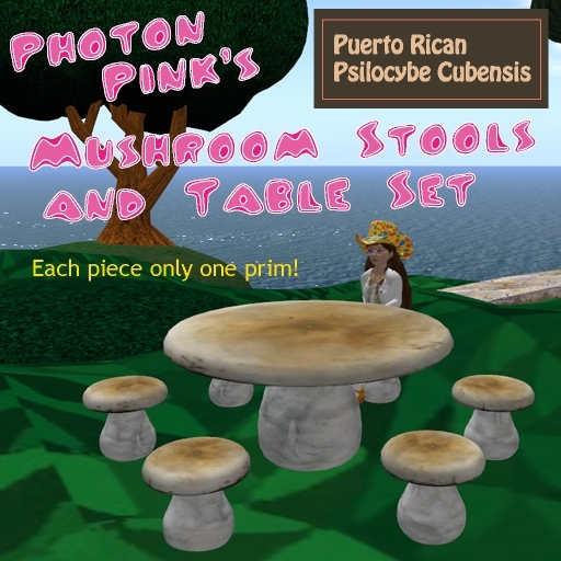 Mushroom Stools and Table Set - Puerto Rican Cubensis (copyable)