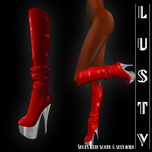 Vixen Red/silver Boots Stilleto