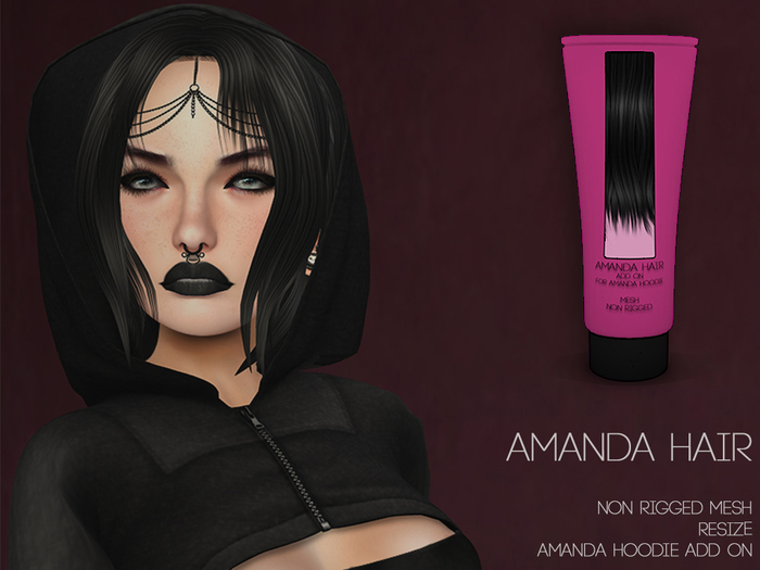 .:cheeky:. Amanda Hair - add on for Amanda Hoodie! Black