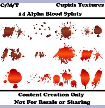 Second Life Marketplace - *CUPIDS TEXTURES* 14 Alpha Blood Splats Textures