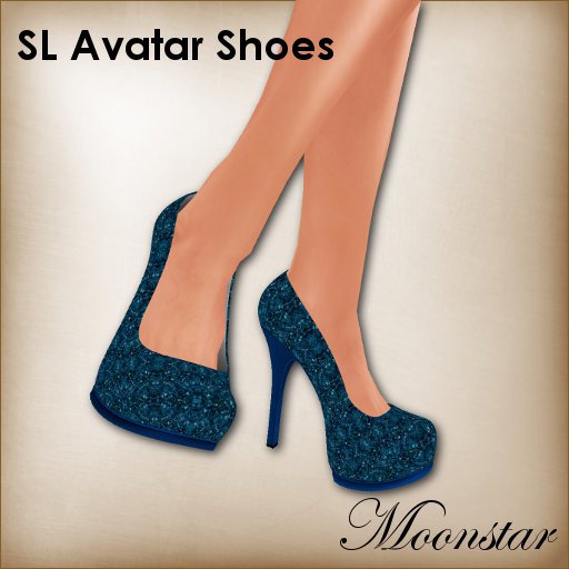 Blue Beaded SL Avatar Shoes by Moonstar