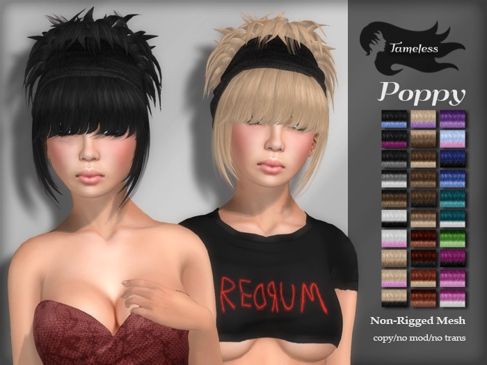 Tameless Hair Poppy (Non-Rigged MESH) - Fades