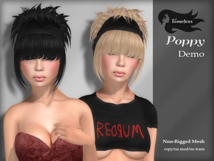 Tameless Hair Poppy (Non-Rigged MESH) - DEMO