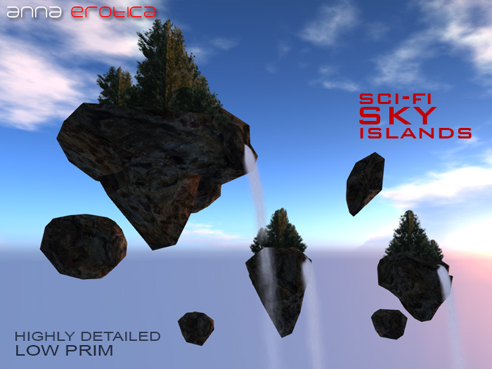 AnnaErotica - SciFi Sky Islands with Waterfalls - On Sim and Off Sim