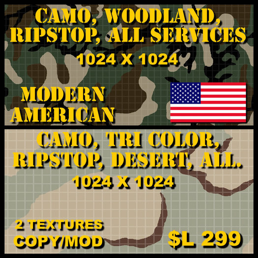 Camouflage, Ripstop, Wood/Desert, USA