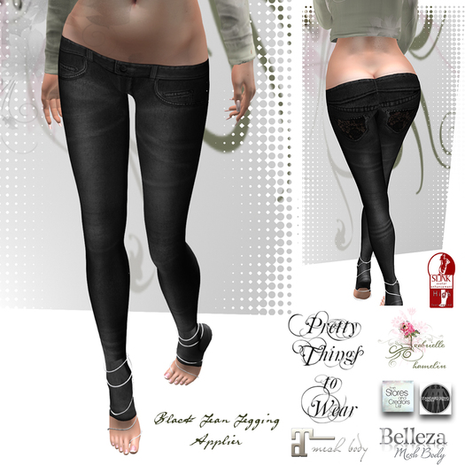 Belleza Mesh Body Applier - Black & Faded Versions Jeggings