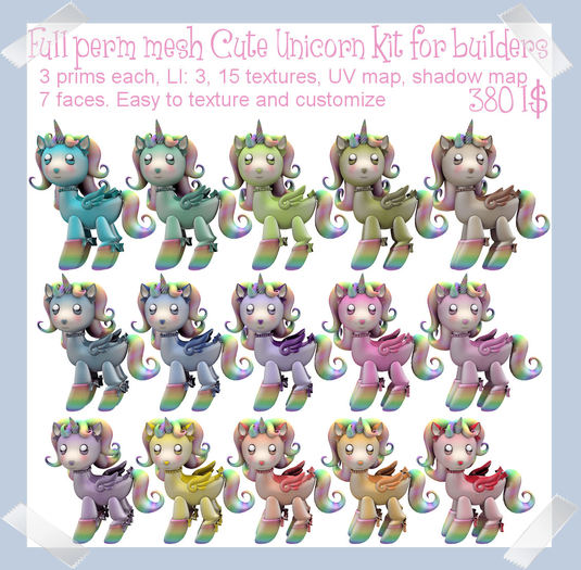 Full Perm MESH Cute Unicorn kit for builders