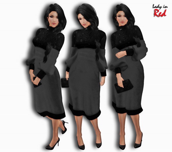 Lady in Red - Kira (gray) - Asian Steampunk Dress