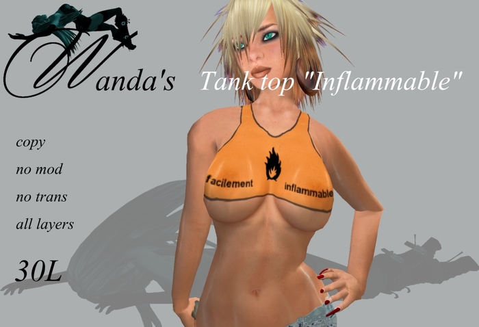 Wanda's Tank top "inflammable" - sheer half tank