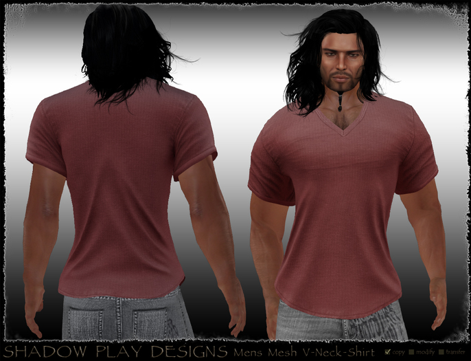 Mens Mesh V-Neck Shirt - Red