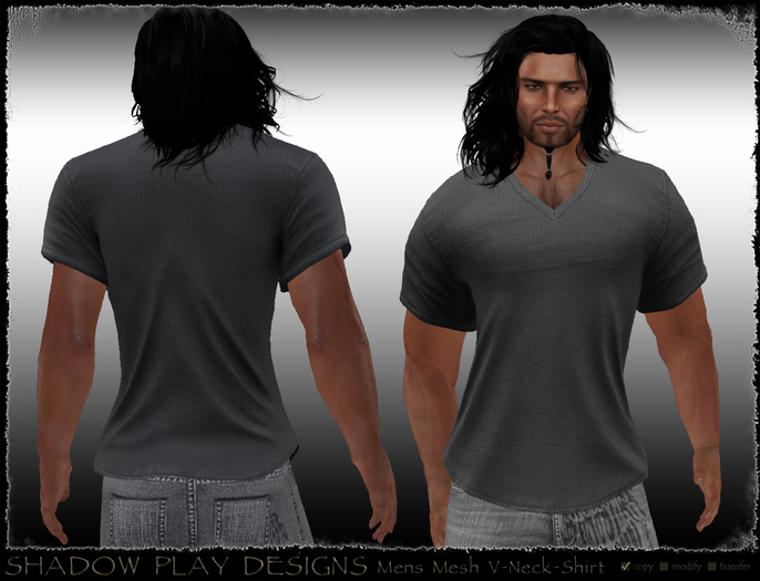 Mens Mesh V-Neck Shirt - Grey