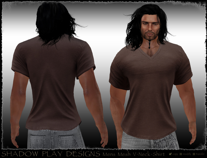 Mens Mesh V-Neck Shirt - Brown