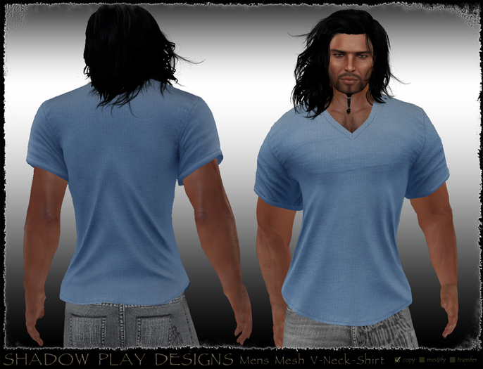 Mens Mesh V-Neck Shirt - Blue