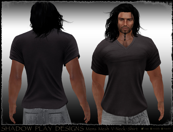 Mens Mesh V-Neck Shirt - Black Rustic