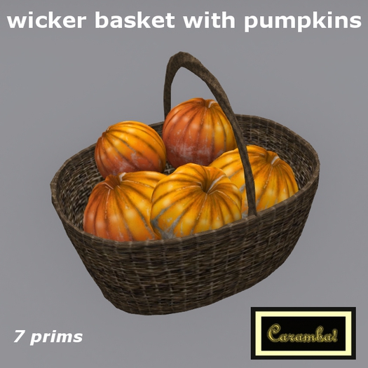 Wicker basket with pumpkins