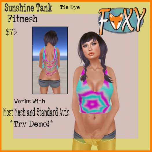 *Foxy - Sunshine Tank - Tie Dye - Fitmesh*