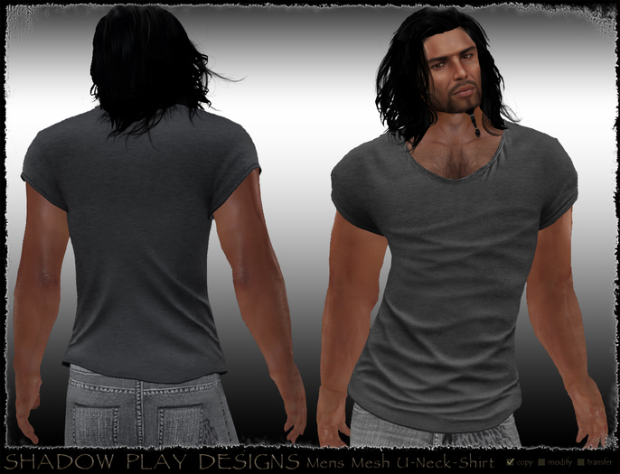 Mens Mesh U-Neck-Shirt Grey