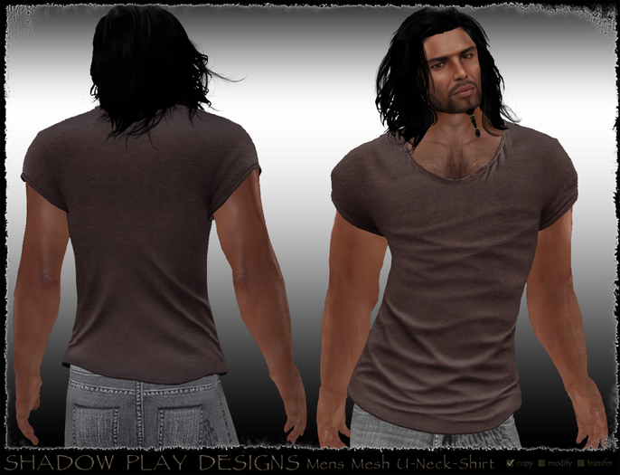 Mens Mesh U-Neck-Shirt Brown