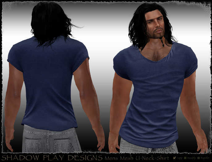 Mens Mesh U-Neck-Shirt Blue