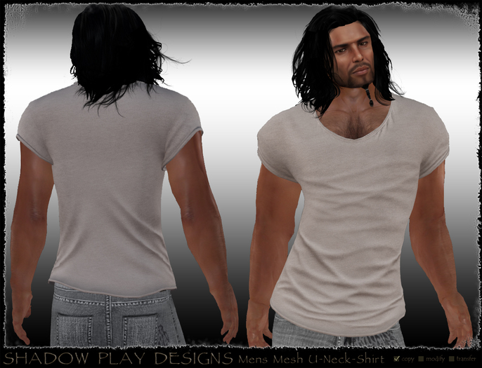 Mens Mesh U-Neck-Shirt Beige