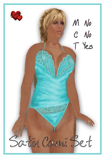 Satin Cami Set Aqua