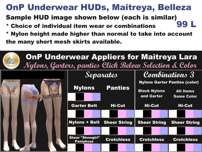 OnP Underwear HUDs for Maitreya, Belleza