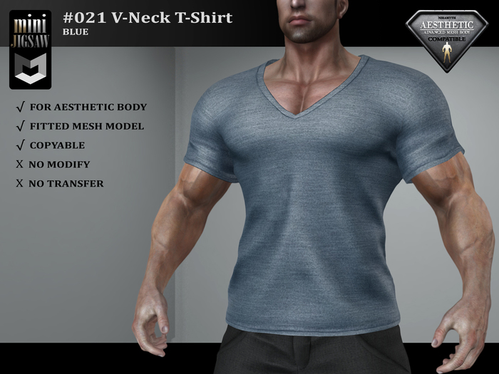 [ mJ ] #021 V-Neck T-Shirt - Blue