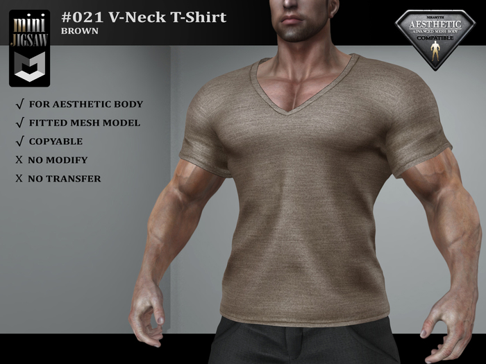 [ mJ ] #021 V-Neck T-Shirt - Brown