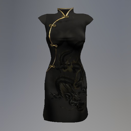 Charcoal Dragon Mesh Cheongsam Dress