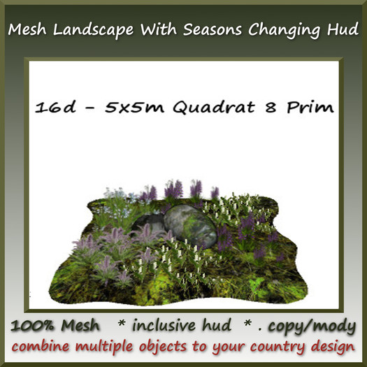 Second Life Marketplace - 16d Mesh Garden/Landscaping Saisons Set 5x5m ...