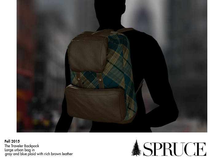 The Traveler Backpack - Light Blue and Gray Plaid - by SPRUCE