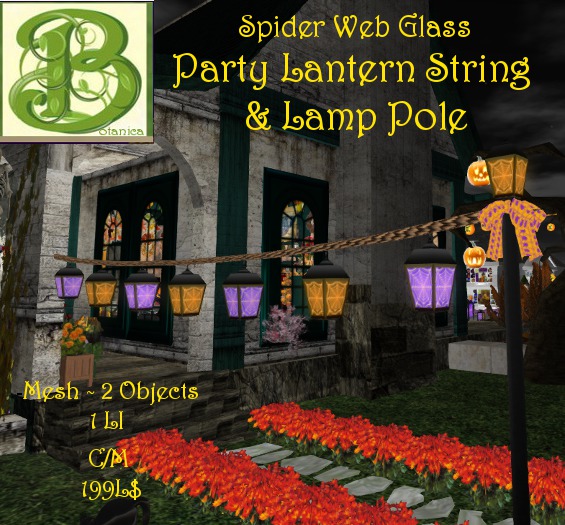 Halloween Lantern String  Lamp Pole, 1 Prim Mesh 