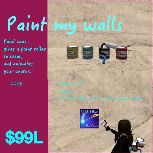 Second Life Marketplace Paint My Wall paint can that gives roller (bag)