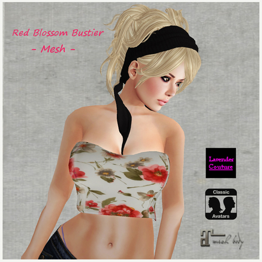 Red Blossom Mesh Bustier