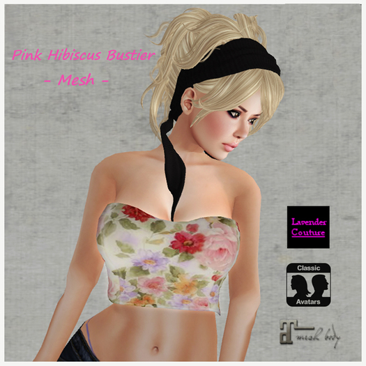 Pink Hibiscus Mesh Bustier