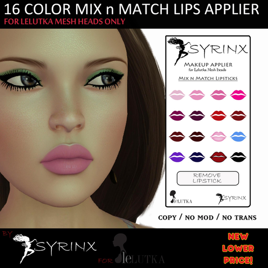 SYRINX- HUD -Mix-n-Match Lipsticks Applier (for Lelutka mesh heads ONLY)