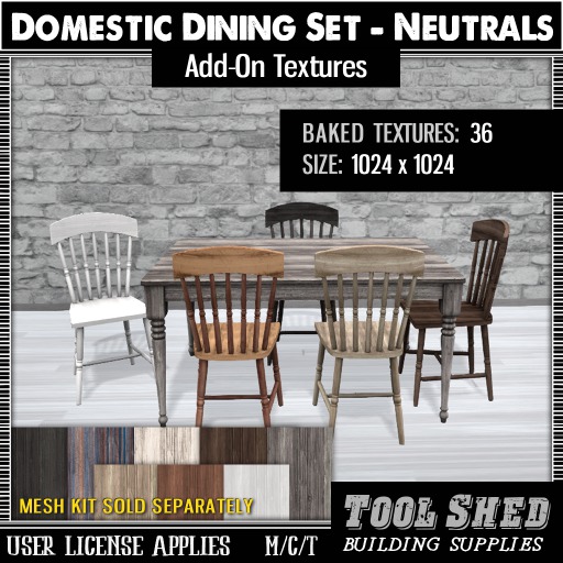 Tool Shed - Domestic Dining Add-On Texture Pack - Regular