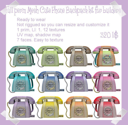 Full Perm MESH Cute Phone Backpack kit for builders