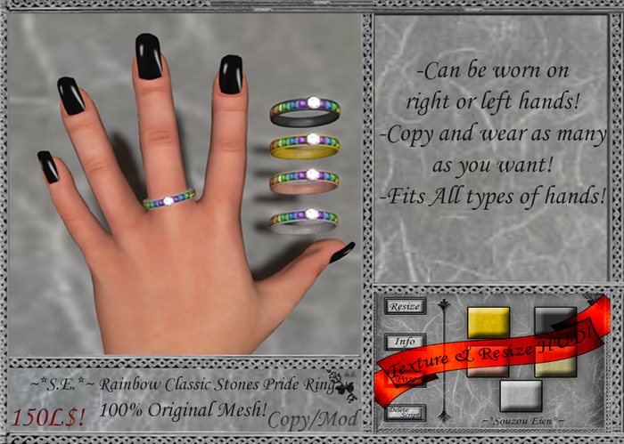 ~*S.E.*~ Rainbow Stone Pride Ring