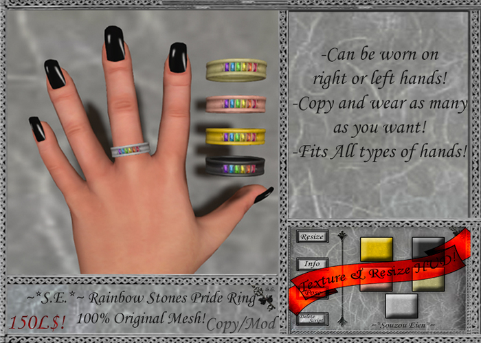 ~*S.E.*~ Classic Stones Pride Ring