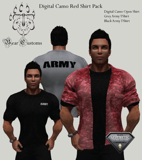 Digital Camo Red Open shirt Set