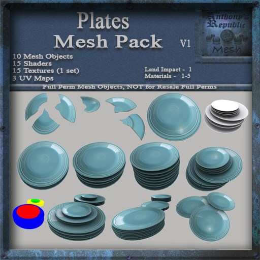 Plates V1 Mesh Kit, Dining / Kitchen DishWare, Mesh & Textures Full Perm