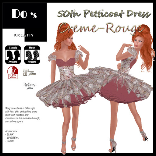 .:Do's:. 50th Petticoat Dress  CREME-GREEN