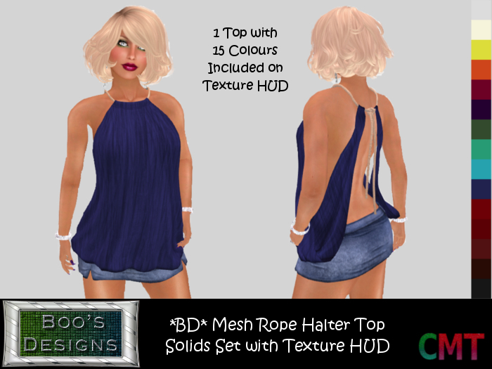 *BD* Mesh Rope Halter Top ~ Solids Pack with HUD