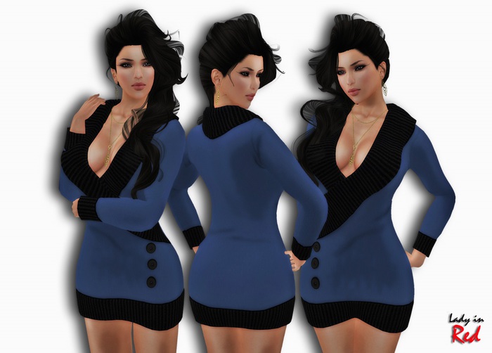 Lady in Red - Masha (blue) - Pullover Dress