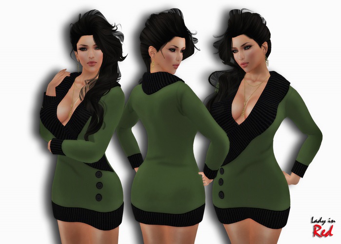 Lady in Red - Masha (green) - Pullover Dress