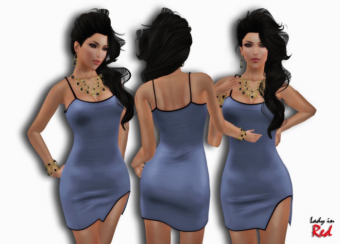 Lady in Red - Svatlana (azure) - Dress With Slit