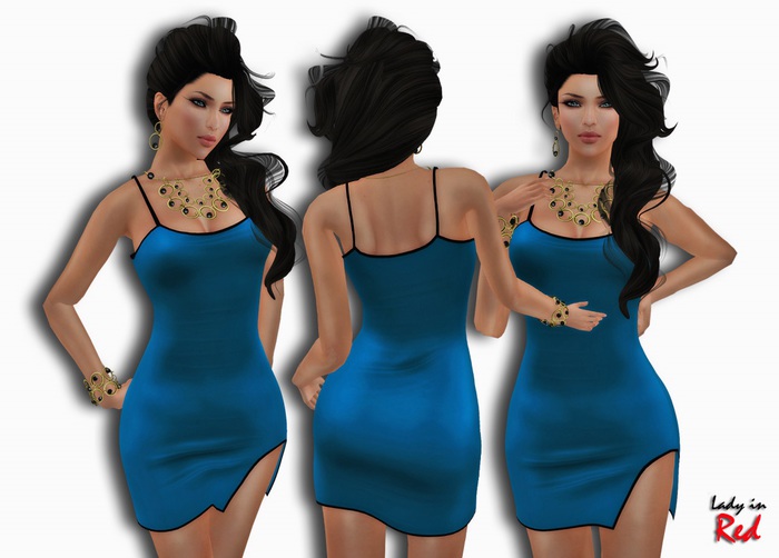 Lady in Red - Svatlana (blue) - Dress With Slit