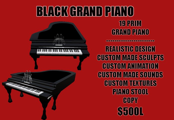Playable Grand Piano black