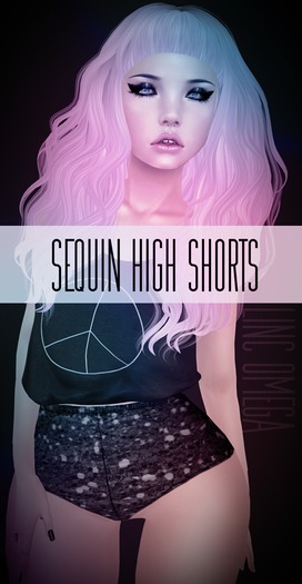 [-S-] Sequin High Shorts - Blue